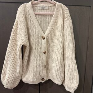H & M V-Neck Chenille-Knit Cardigan Oatmeal color size 6x-7